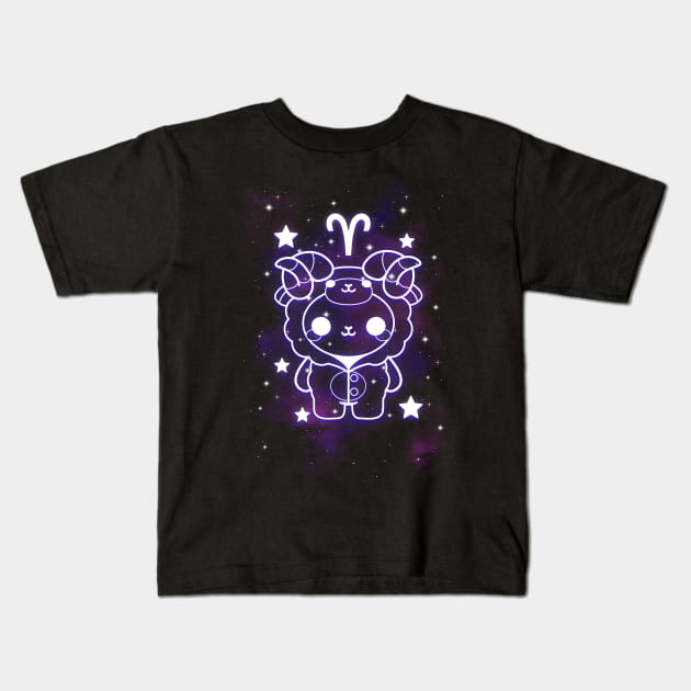 Aries kawaii zodiac sign Kids T-Shirt by NemiMakeit